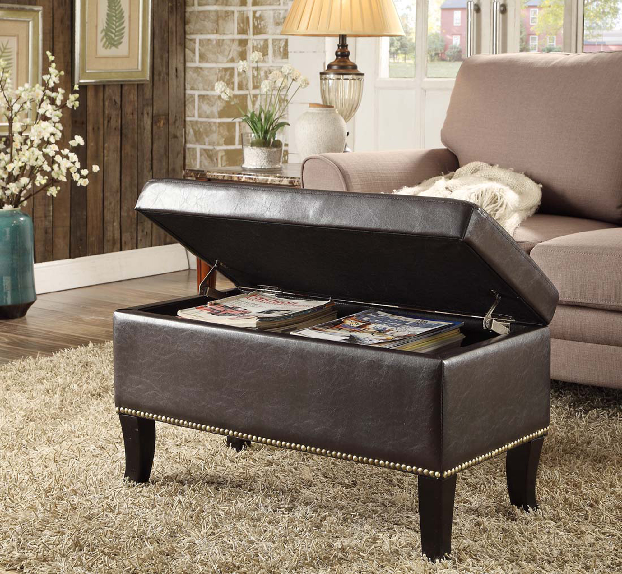 Convenience Concepts Winslow Storage Ottoman, Brown Convenience Concepts Winslow Storage Ottoman, Brown