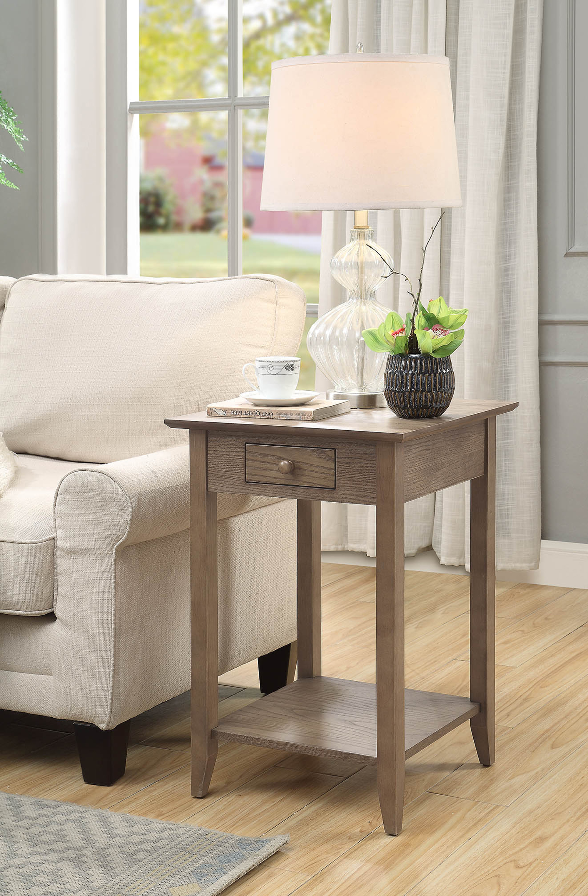 Convenience Concepts American Heritage End Table with Drawer and Shelf, Brown Convenience Concepts American Heritage End Table with Drawer and Shelf, Brown