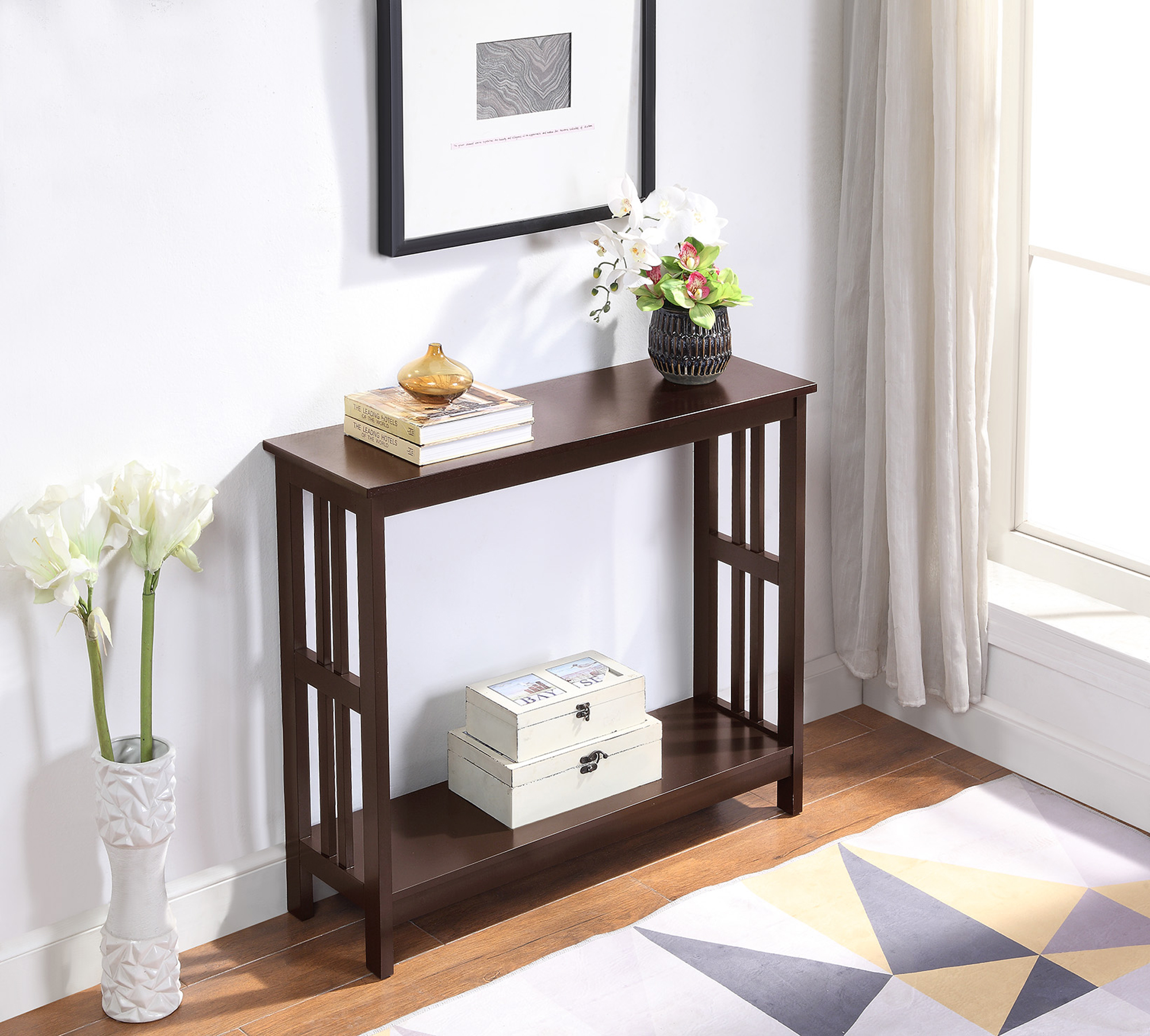 Convenience Concepts Mission Console Table, Brown Convenience Concepts Mission Console Table, Brown