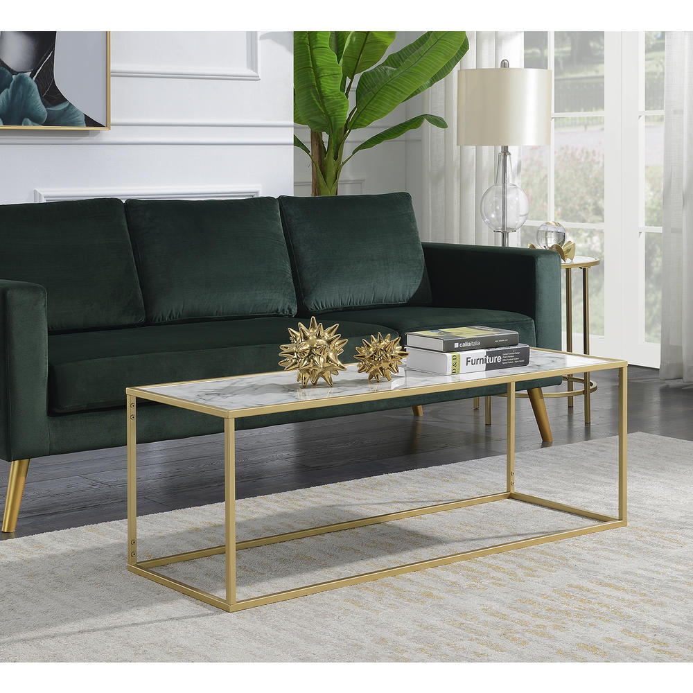 Convenience Concepts Gold Coast Faux Marble Rectangle Coffee Table