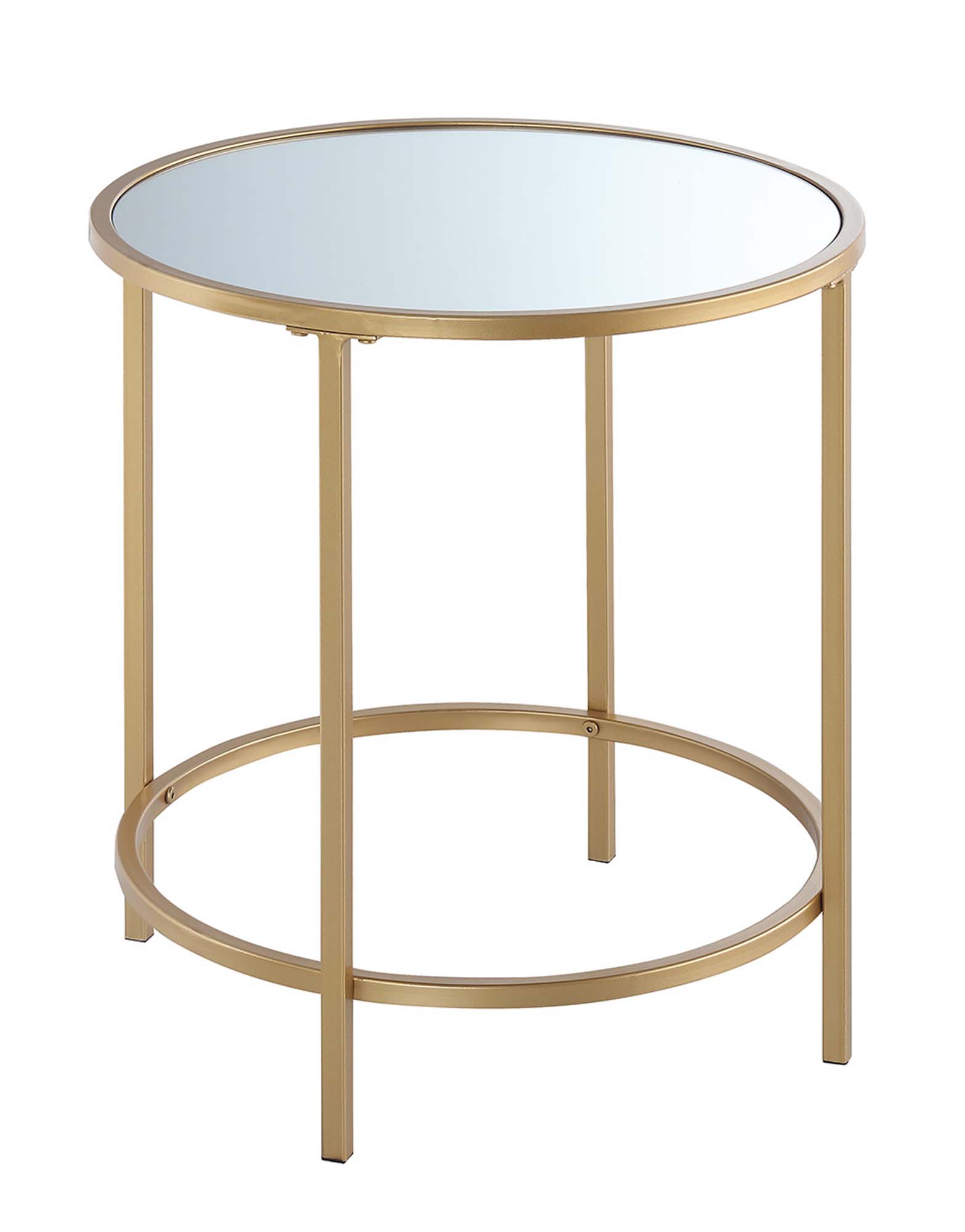Convenience Concepts Gold Coast Deluxe Mirrored Round End Table, Yellow Convenience Concepts Gold Coast Deluxe Mirrored Round End Table, Yellow