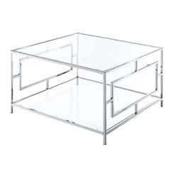 Convenience Concepts Town Square Chrome Square Coffee Table with Shelf