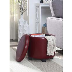Convenience Concepts Designs4Comfort Round Accent Storage Ottoman With Reversible Tray Lid