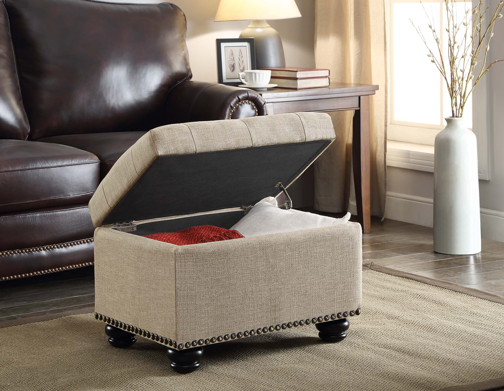 Convenience Concepts 5th Avenue Storage Ottoman, Beige & Tan Convenience Concepts 5th Avenue Storage Ottoman, Beige & Tan
