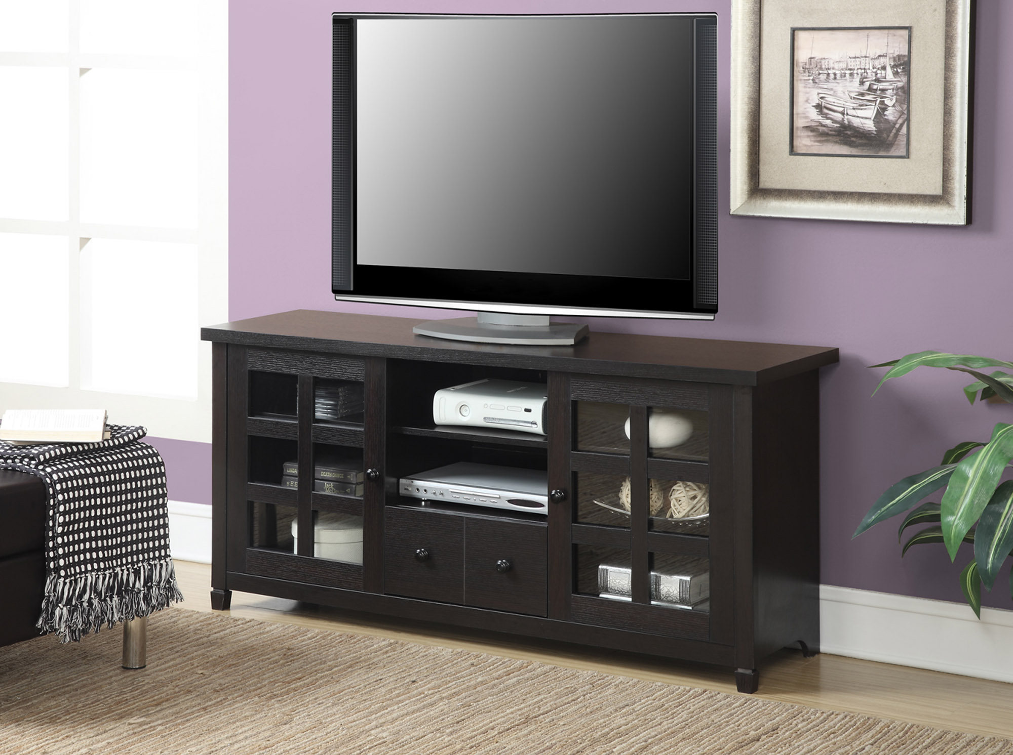 Convenience Concepts Newport Park Lane TV Stand, Brown Convenience Concepts Newport Park Lane TV Stand, Brown