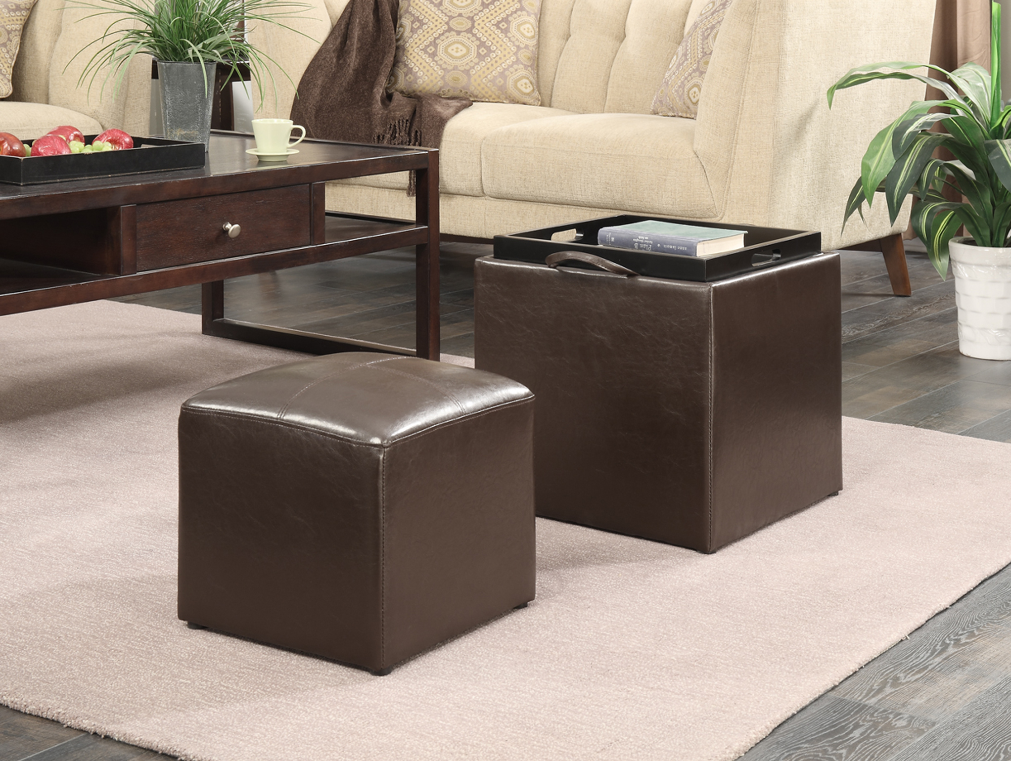 Convenience Concepts Park Avenue Single Ottoman With Stool, Botanical Print Convenience Concepts Park Avenue Single Ottoman With Stool, Botanical Print