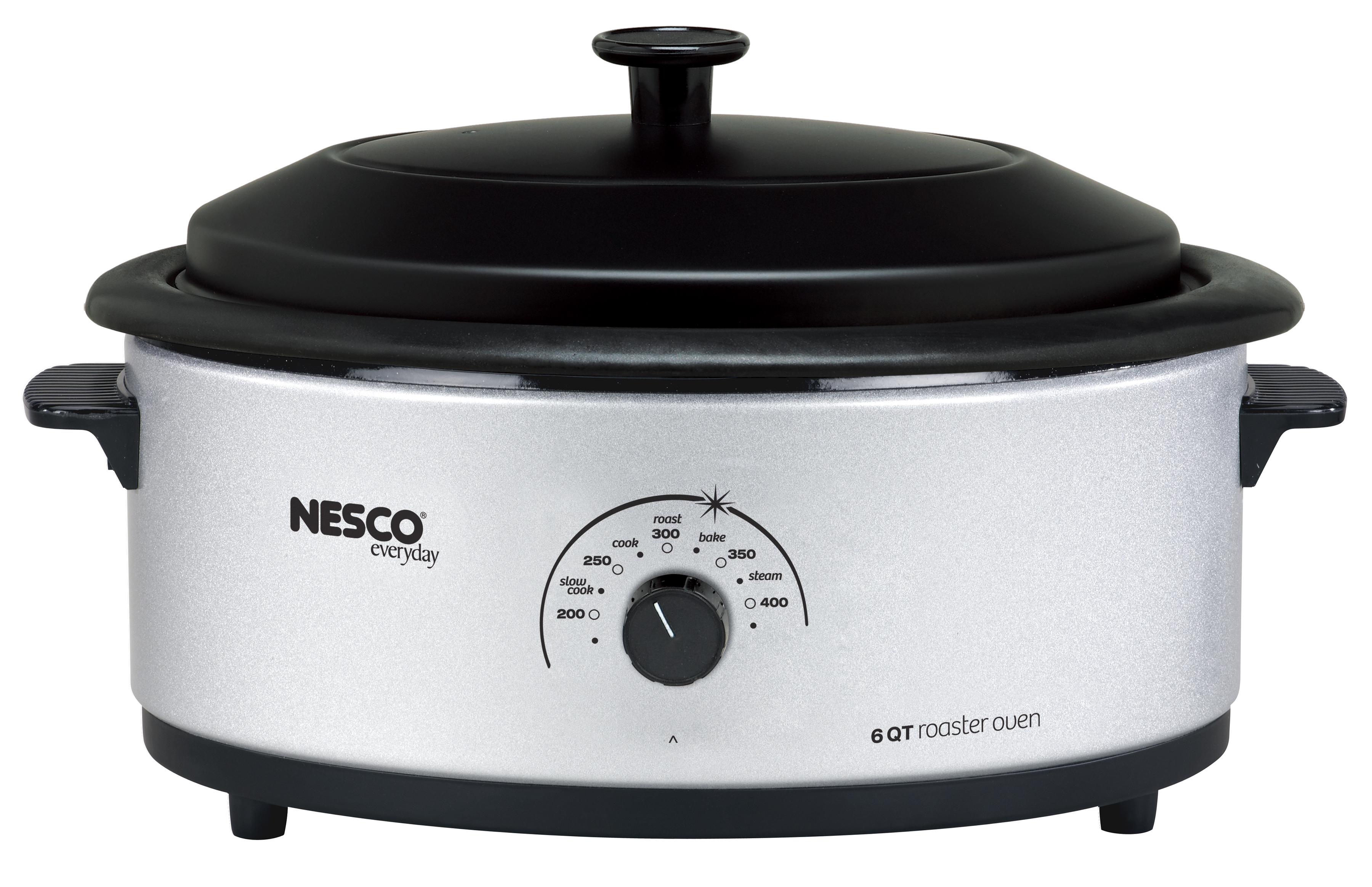 Nesco 4816-47 6 Qt. Silver Roaster with Porcelain Cookwell and Metal Cover