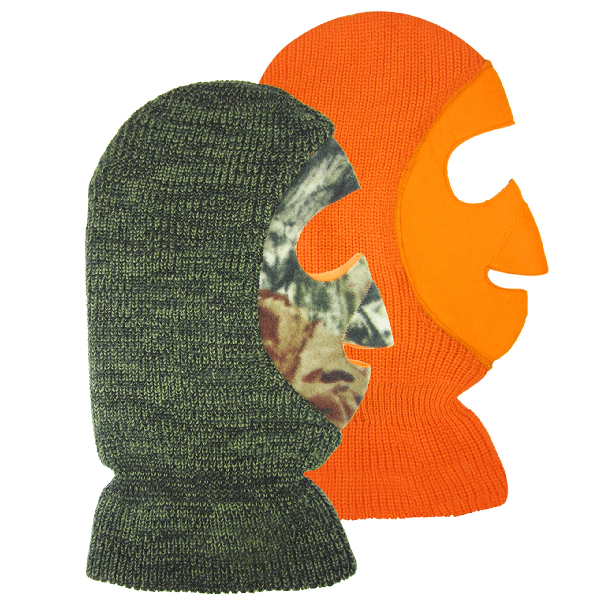 Acrylic Knit Mask w/Fleece Face Panel - Reverses from Real Tree to Blaze Orange
