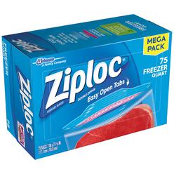 Ziploc Freezer Quart Bags with New Grip 'n Seal Technology, Quart, 75 Count