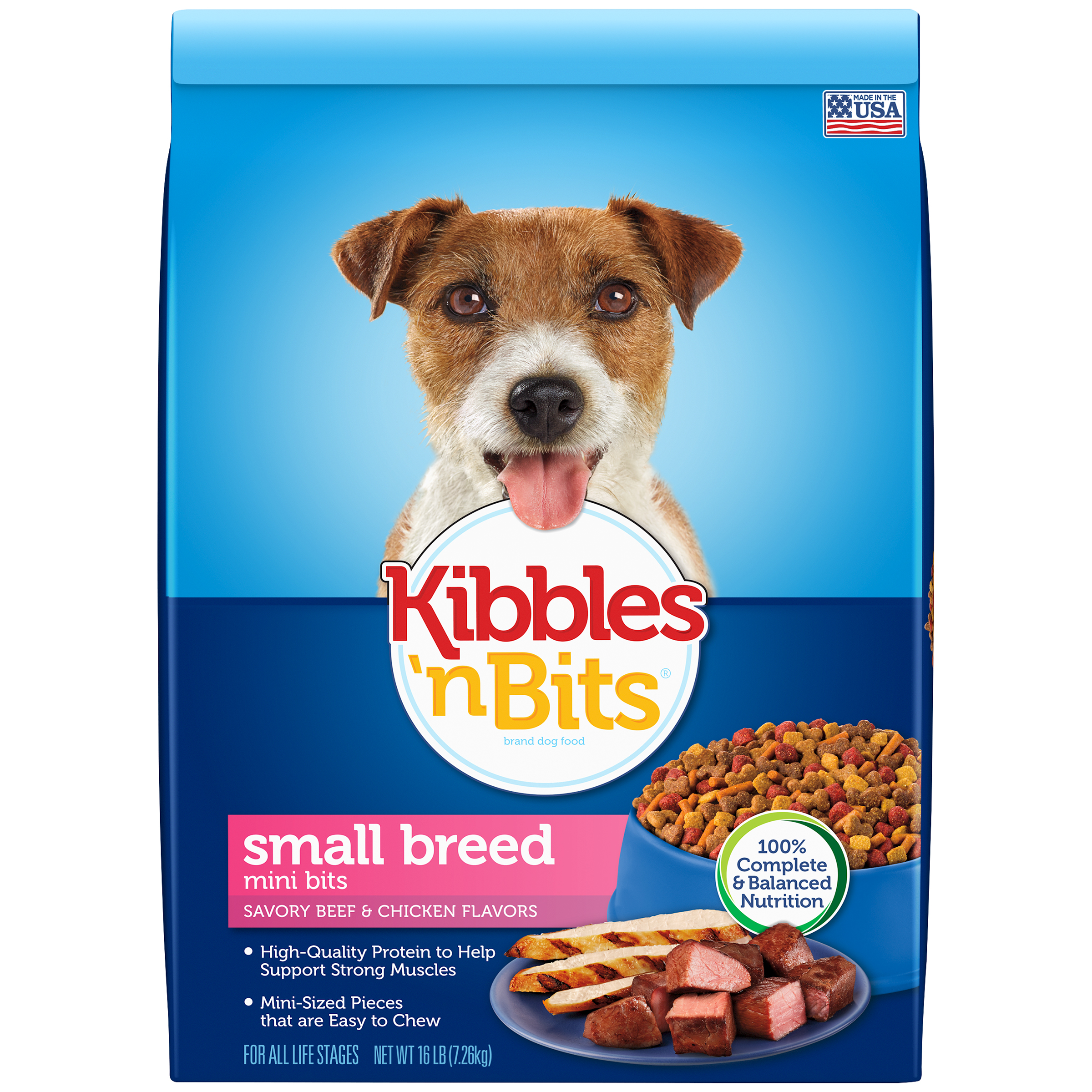 Kibbles 'n Bits Small Breed Mini Bits Savory Beef & Chicken Flavor Dry Dog Food 16 lb