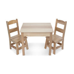 Melissa & Doug LCI2427 Wooden Table & Chairs&#44; Natural