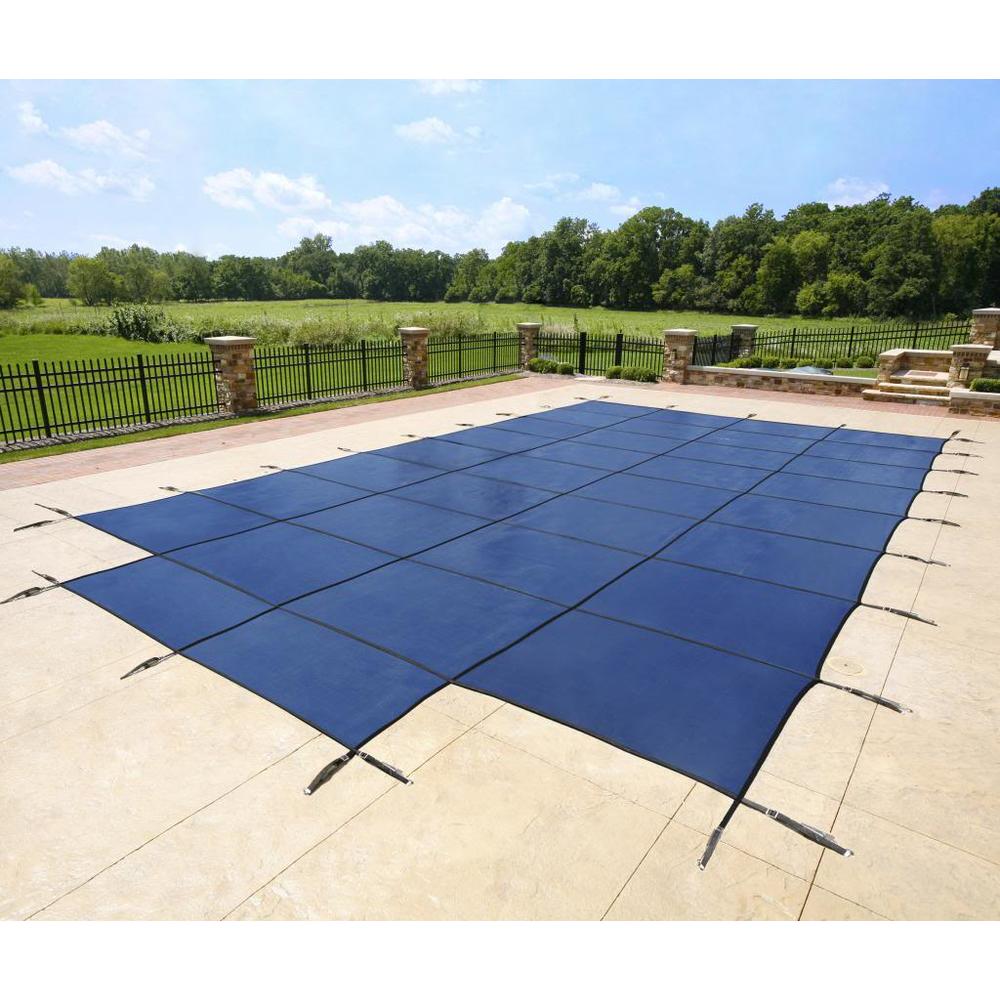 Blue Wave Blue Rectangular In Ground Pool Safety Cover w/ 4 ft. x 8 ft. Center Step in Assorted Sizes