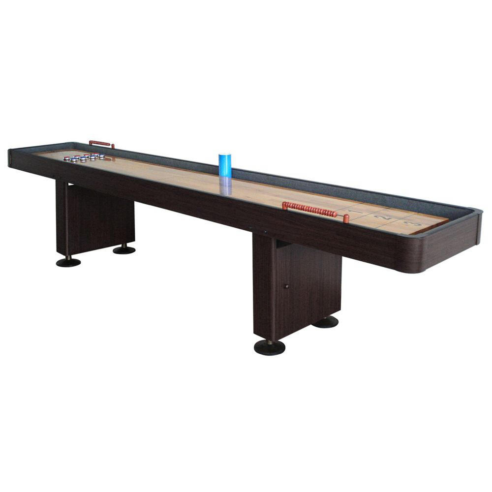 Hathaway&#153; Challenger 12-Ft Shuffleboard Table w Walnut Finish, Hardwood Playfield, Storage Cabinets