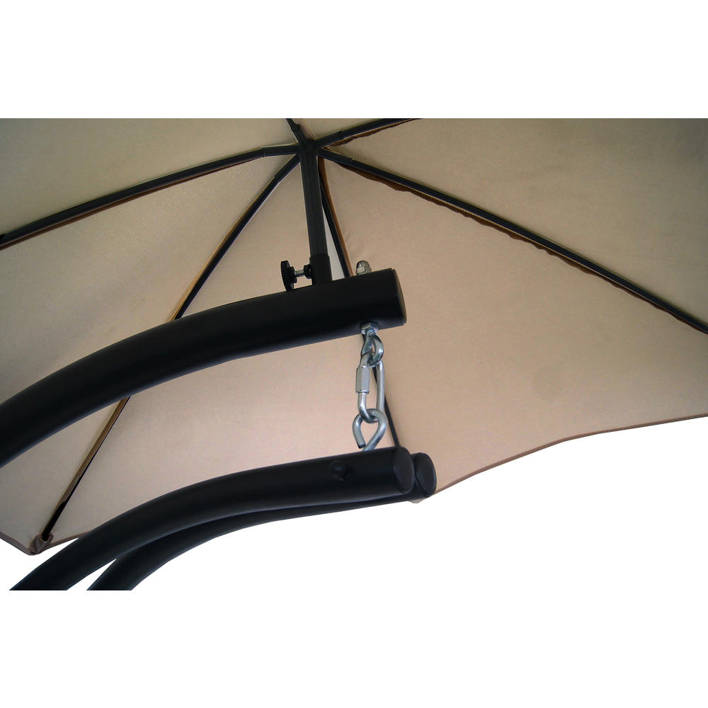 Island Umbrella Island Retreat Hanging Lounge w/ Shade Canopy in Khaki