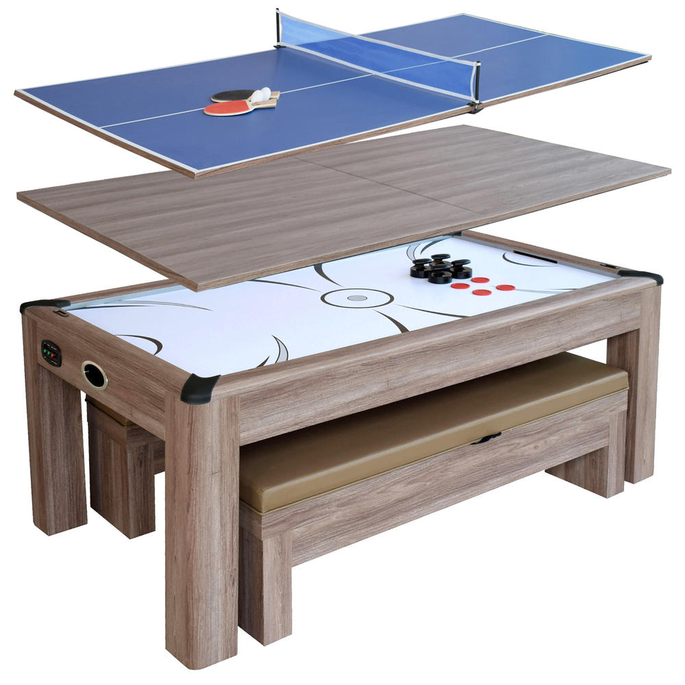 Hathaway&#153; Driftwood 7-ft Air Hockey Table Combo Set w/Benches
