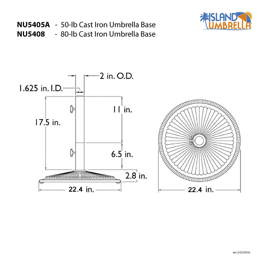 Island Umbrella 50lb Classic Cast Iron Umbrella Base in Bronze