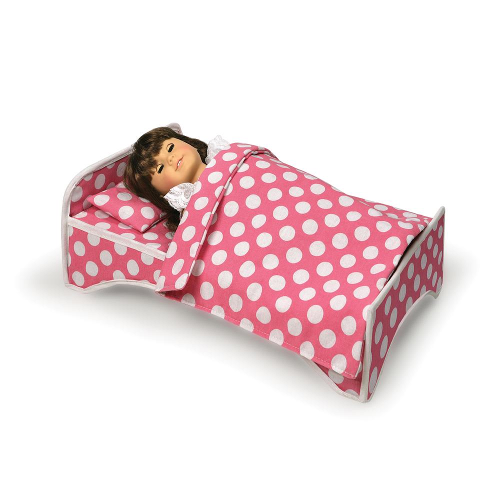 Badger Basket 18 Inch Doll Travel Case with Bed and Bedding Dark Pink