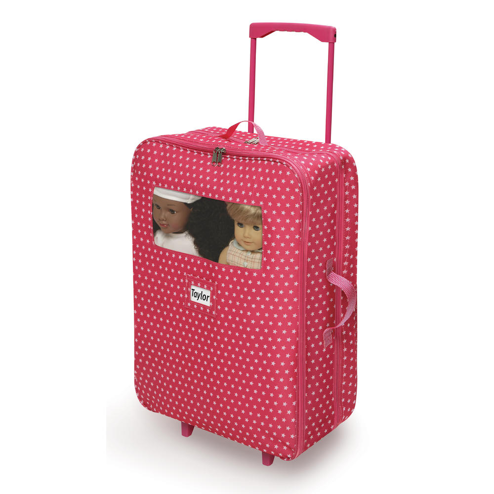 Badger Basket Double Trolley Doll Carrier with Two Sleeping Bags and Pillows - Pink/Star