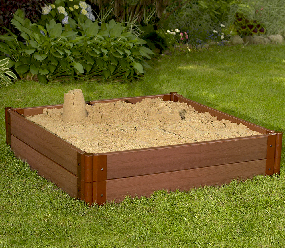 Frame It All 300001245 Two Inch Series 4ft. x 4ft. x 11in. Composite Square Sandbox Kit