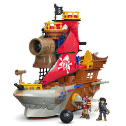 Imaginext Fisher-Price Imaginext Shark Bite Pirate Ship, Roll from one swashbuckling adventure to the next with this pirate ship