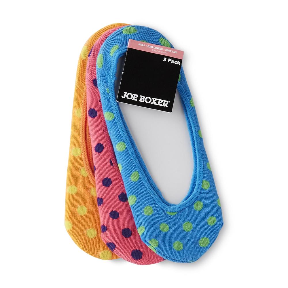 Joe Boxer Girl's 3-Pack No-Show Liner Socks - Polka Dot