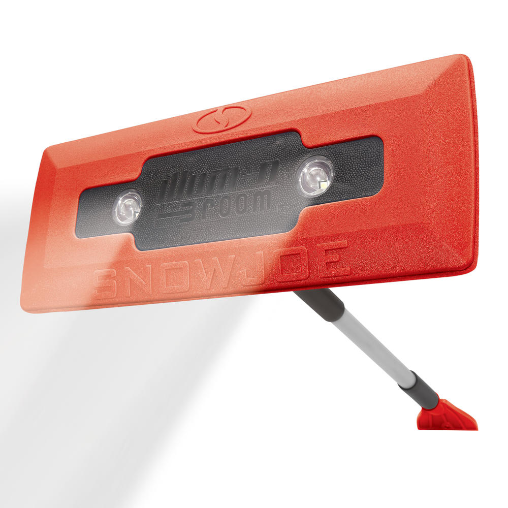 Snow Joe SJBLZD-LED-RED  4-In-1 Telescoping Snow Broom + Ice Scraper &#124; 18in (Red)