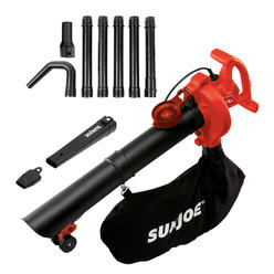 Sun Joe 4-in-1 Electric Blower|250 MPH|14 Amp|Vacuum|Mulcher|Gutter Cleaner (Red)