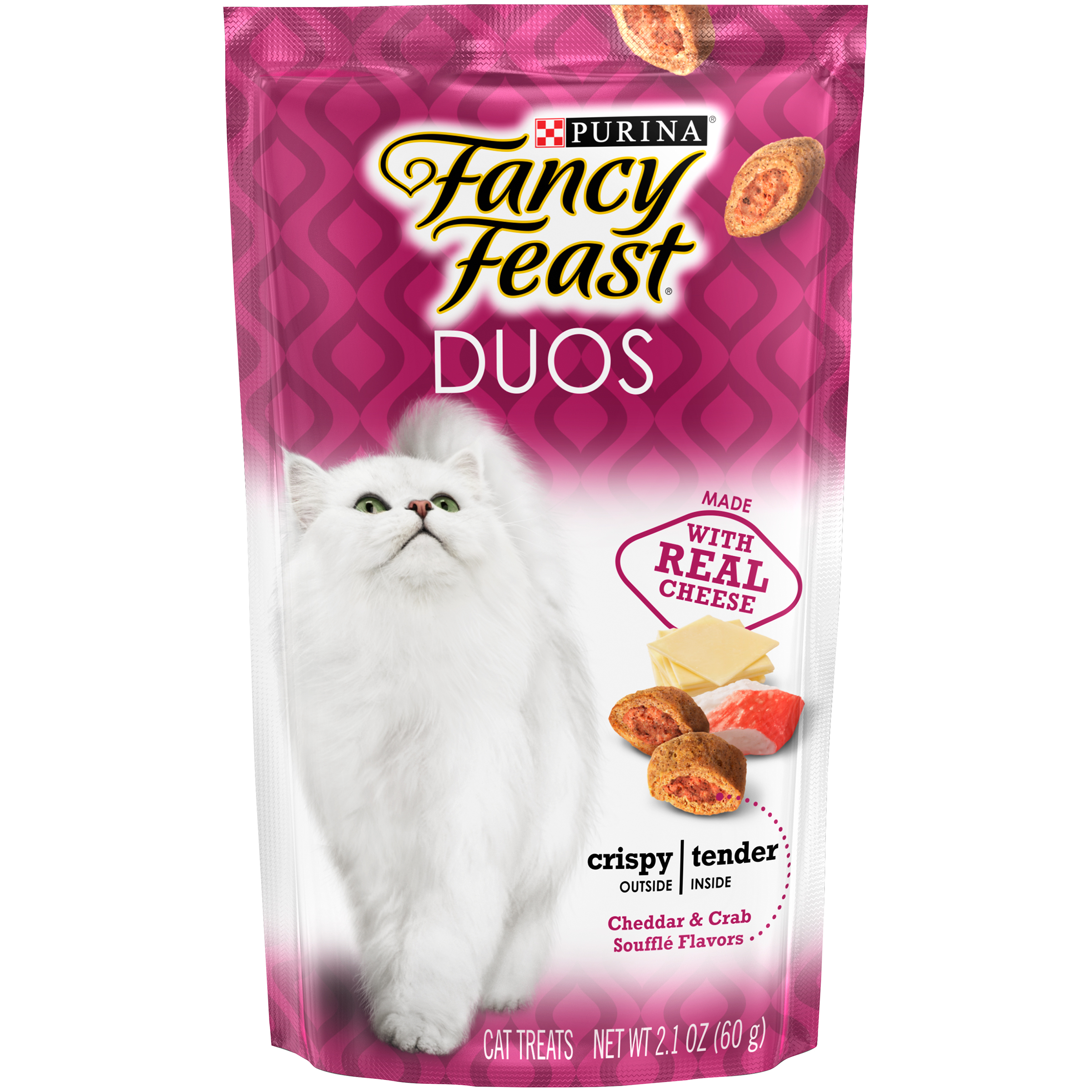 Fancy Feast Purina  Duos Cheddar & Crab Souffle Flavor Cat Treats 2.1 oz. Pouch