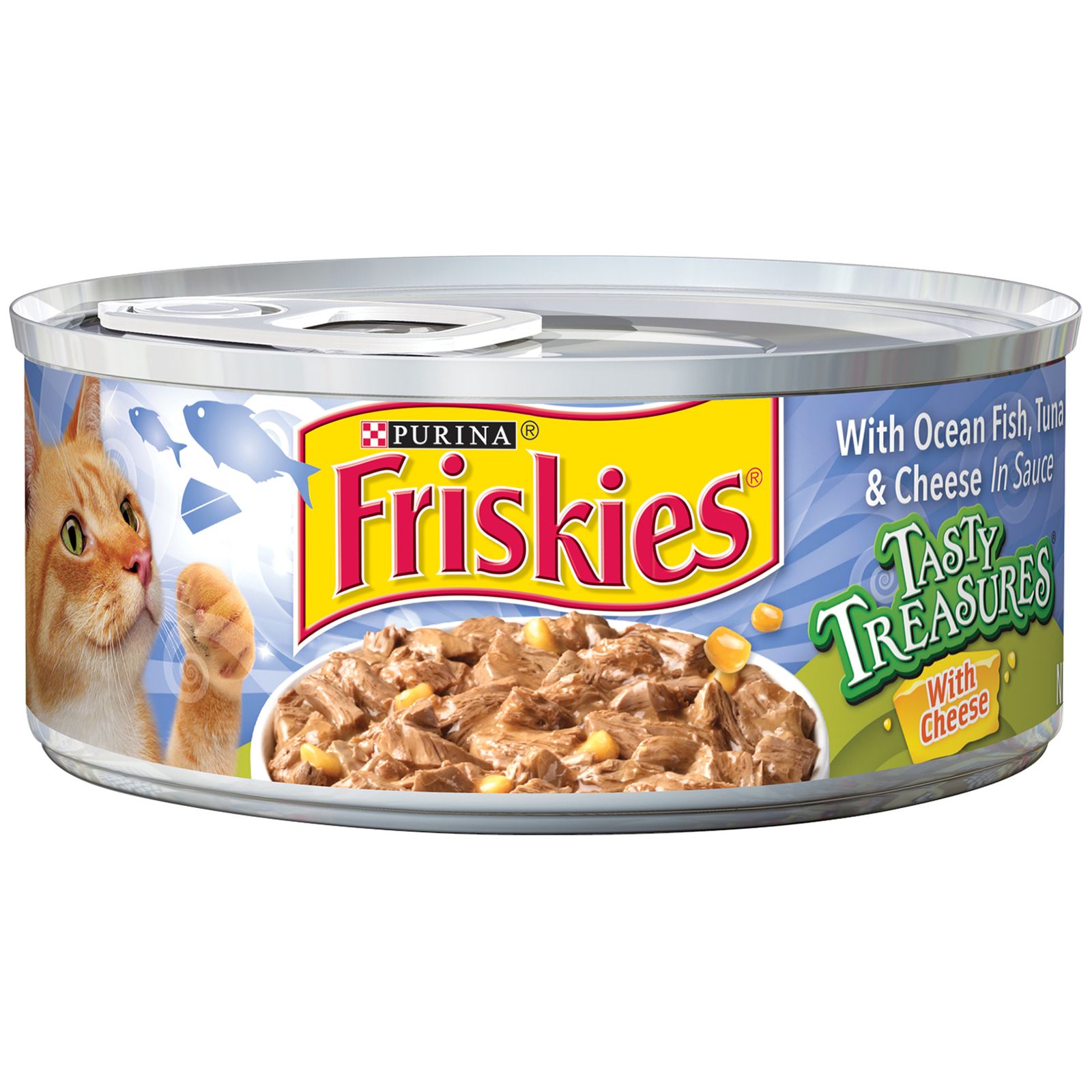 Friskies Tasty Treasures with Ocean Fish Tuna & Cheese in Sauce Cat Food 5.5 oz.