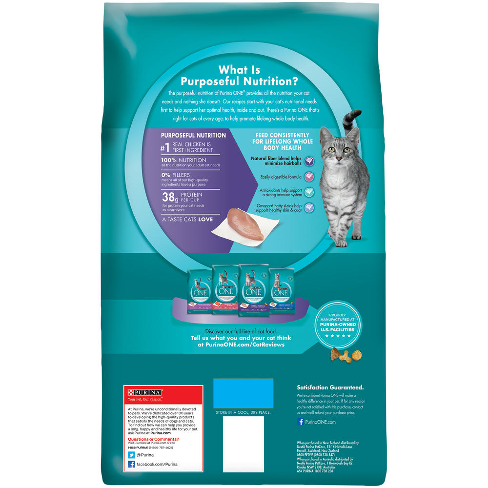 Purina ONE Hairball Formula Adult Premium Cat Food 7 lb. Bag