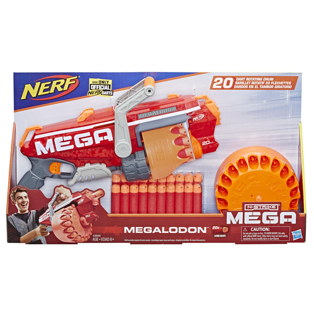 Nerf Megalodon N-Strike Mega Toy Blaster with 20 Official  Mega Whistler Darts