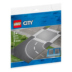 lego city curve and crossroad 60237 building kit, 2019 (2 pieces)