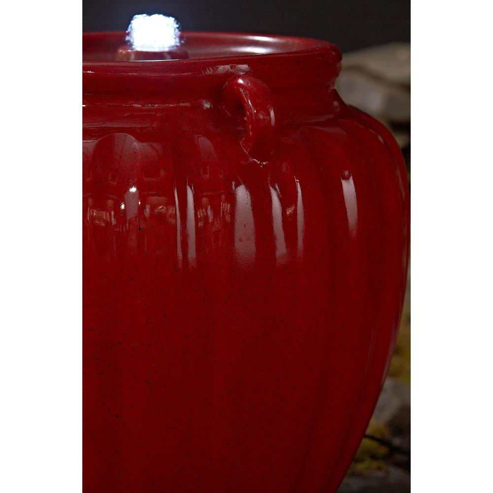Essential Garden Red Glazed Pot Fountain