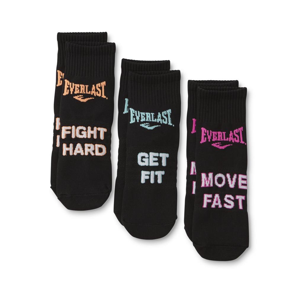 Everlast&reg; Women's 3-Pairs Microfiber Quarter Socks - Fight Hard