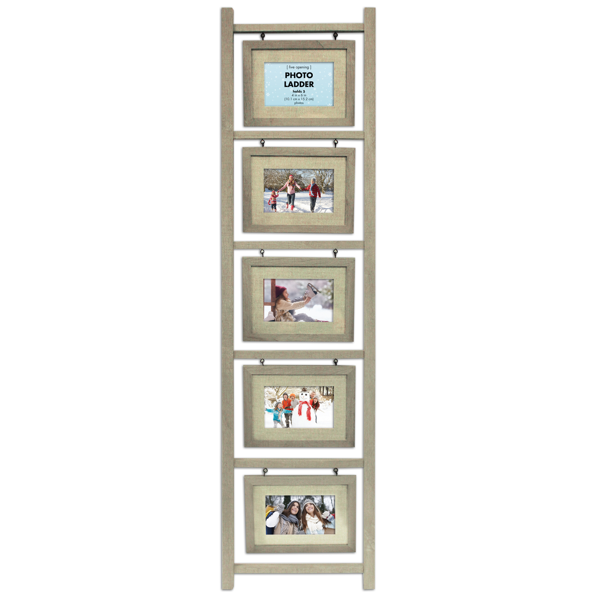 5-Opening Ladder Collage Frame – Washed Wood 5-Opening Ladder Collage Frame – Washed Wood