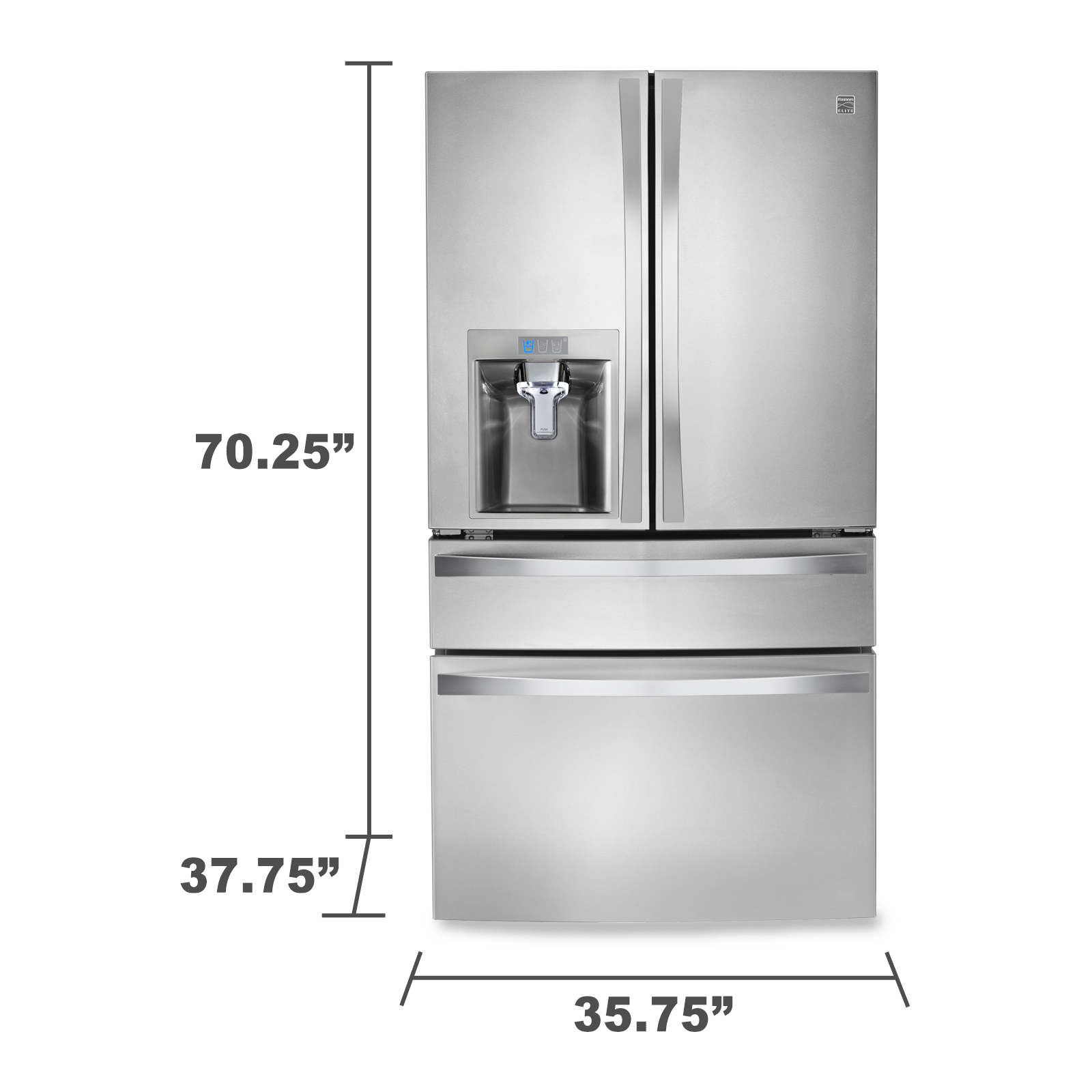 Thumbnail for Kenmore Elite 72483 29.9 cu. ft. 4-Door Bottom-Freezer Refrigerator - Stainless Steel