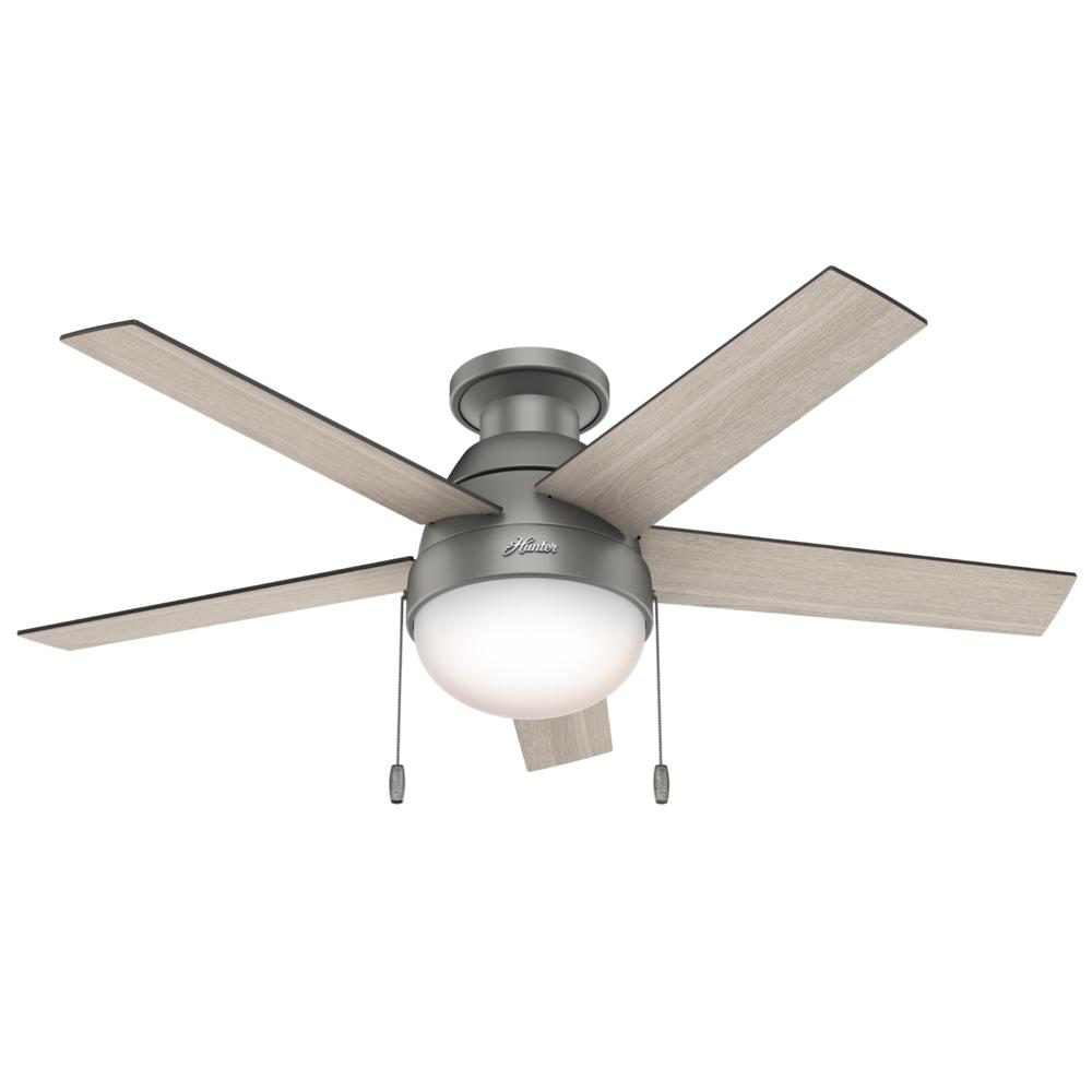 Hunter 59270  46" Anslee Matte Silver Ceiling Fan with Light Kit