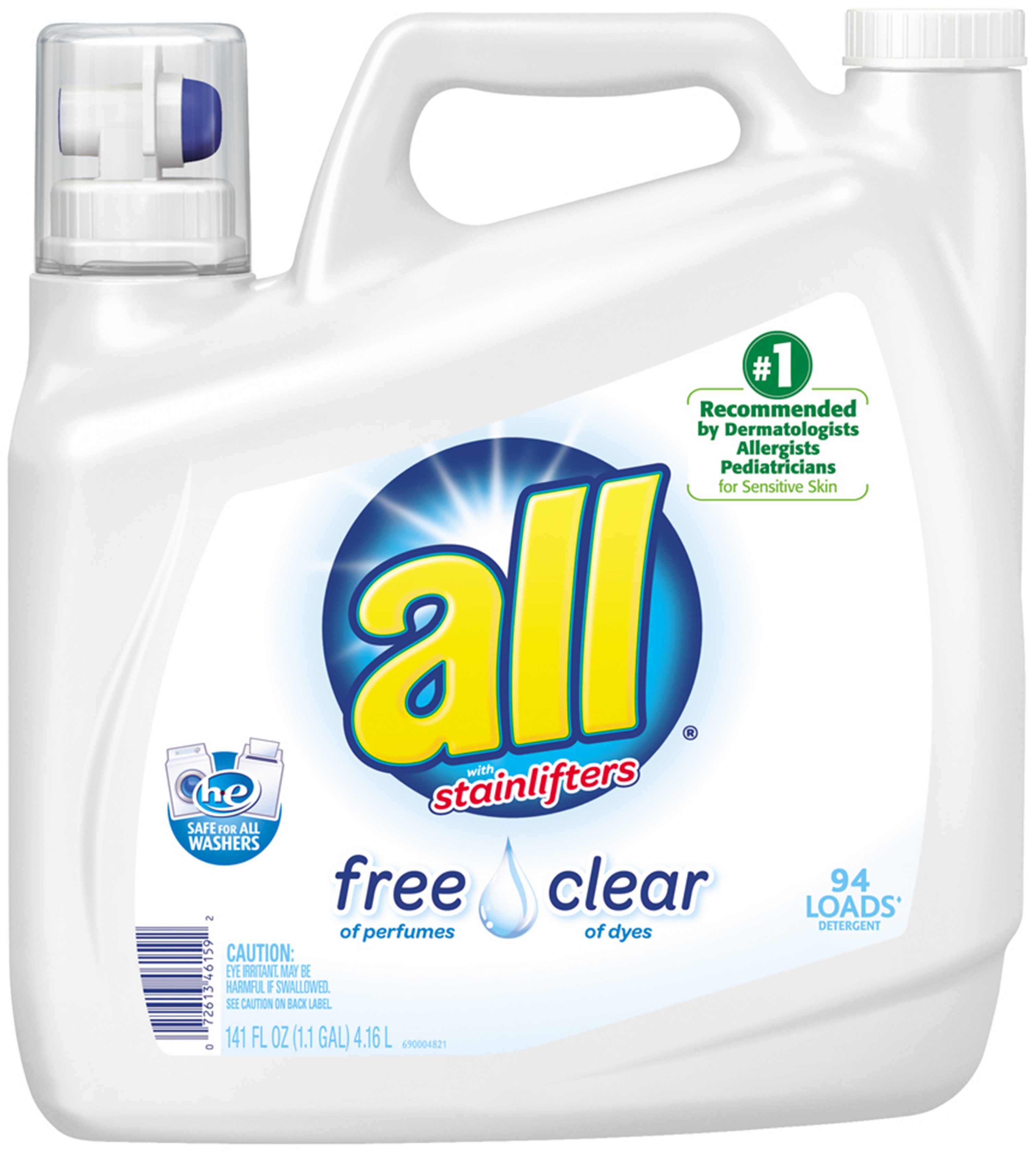 All Free Clear with Stainlifters Liquid Laundry Detergent, 141 fl oz/94 loads