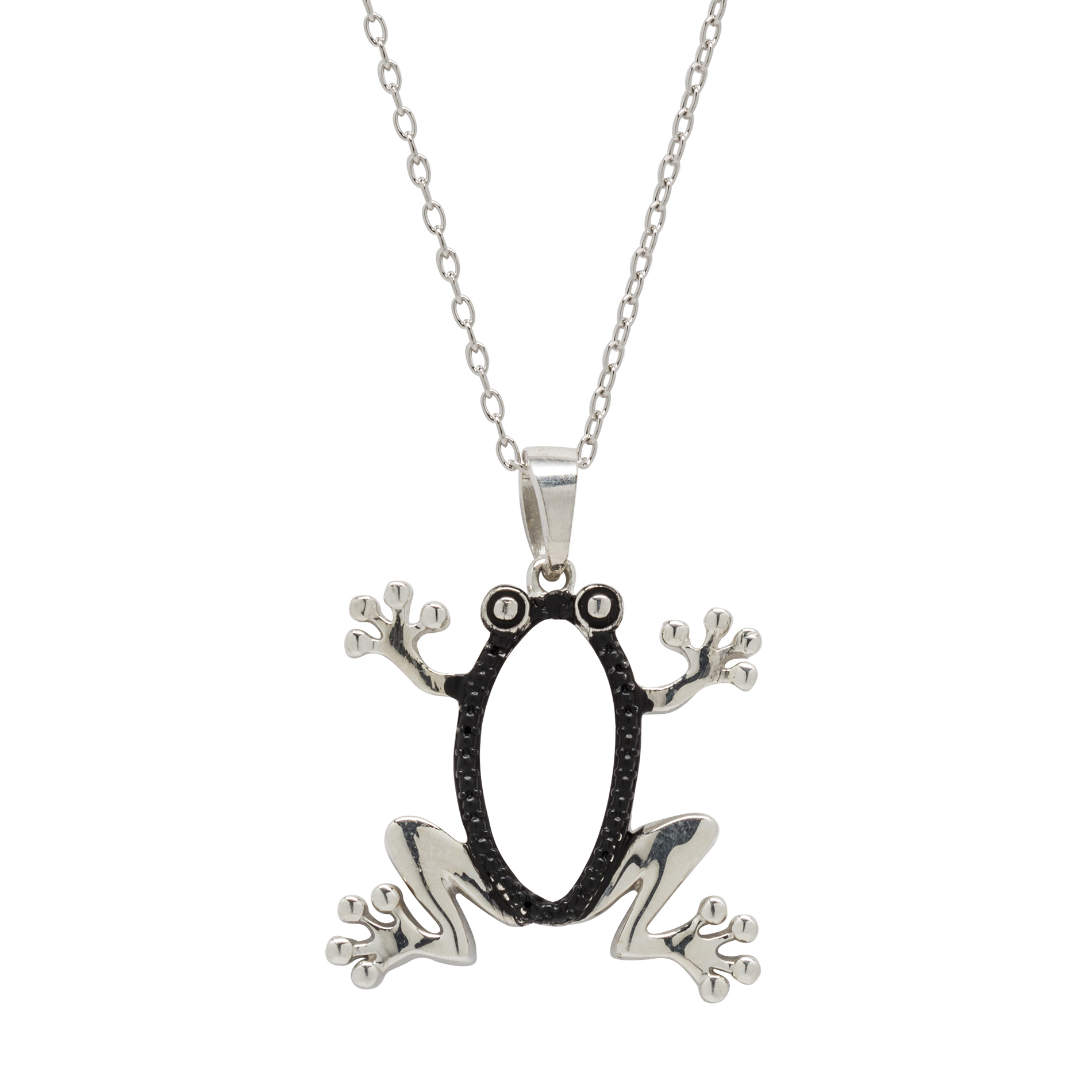 Diamond Accent Frog Pendant Sterling Silver