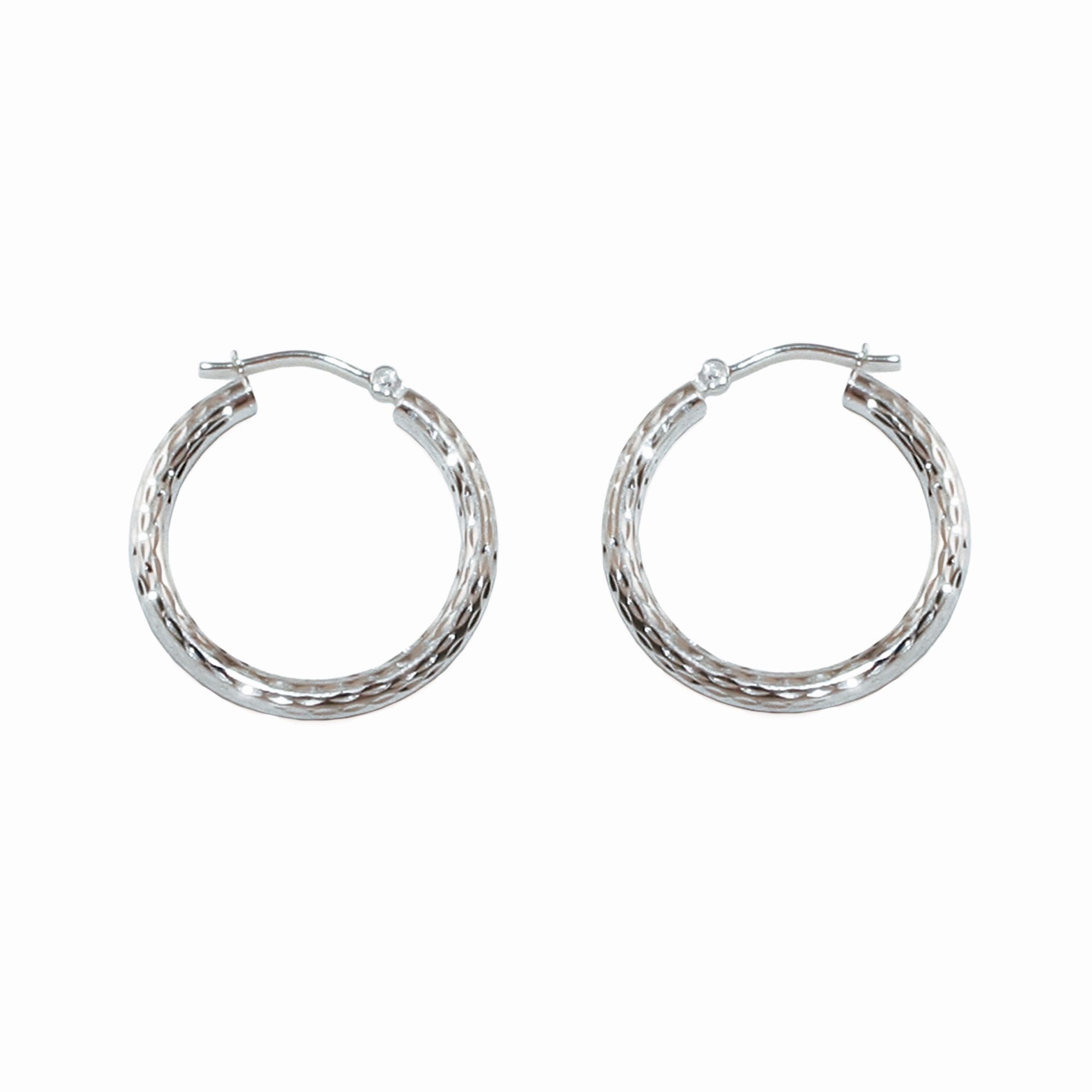 2 10MM Diamond Cut Hoop Earrings in 10K White Gold., Yellow 2 10MM Diamond Cut Hoop Earrings in 10K White Gold., Yellow