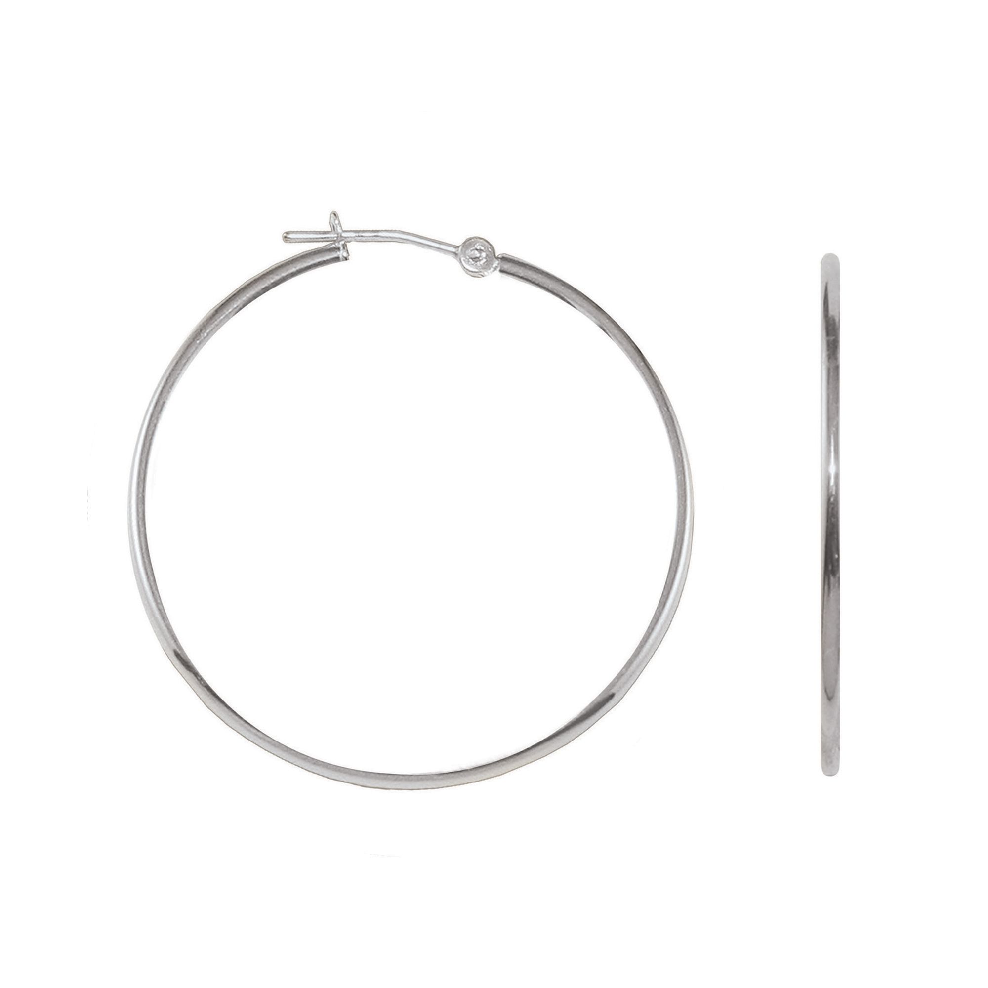 ² X 38MM Polished Hoop Earrings in 10K White Gold., Yellow ² X 38MM Polished Hoop Earrings in 10K White Gold., Yellow