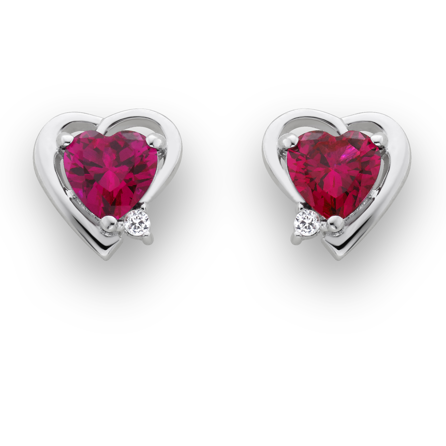 Lab Created Ruby Heart Earrings Sterling Silver - Jewelry - Earrings