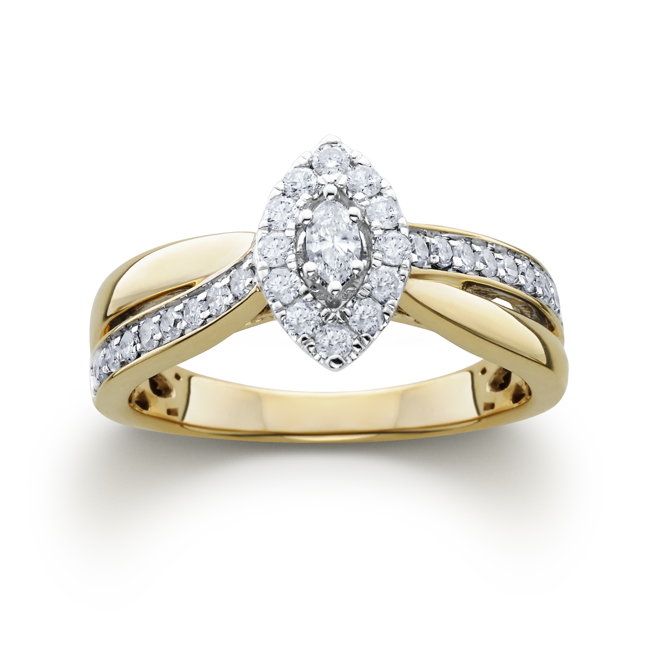 1/2CTTW Certified Diamond Marquise Ring 10K Yellow Gold