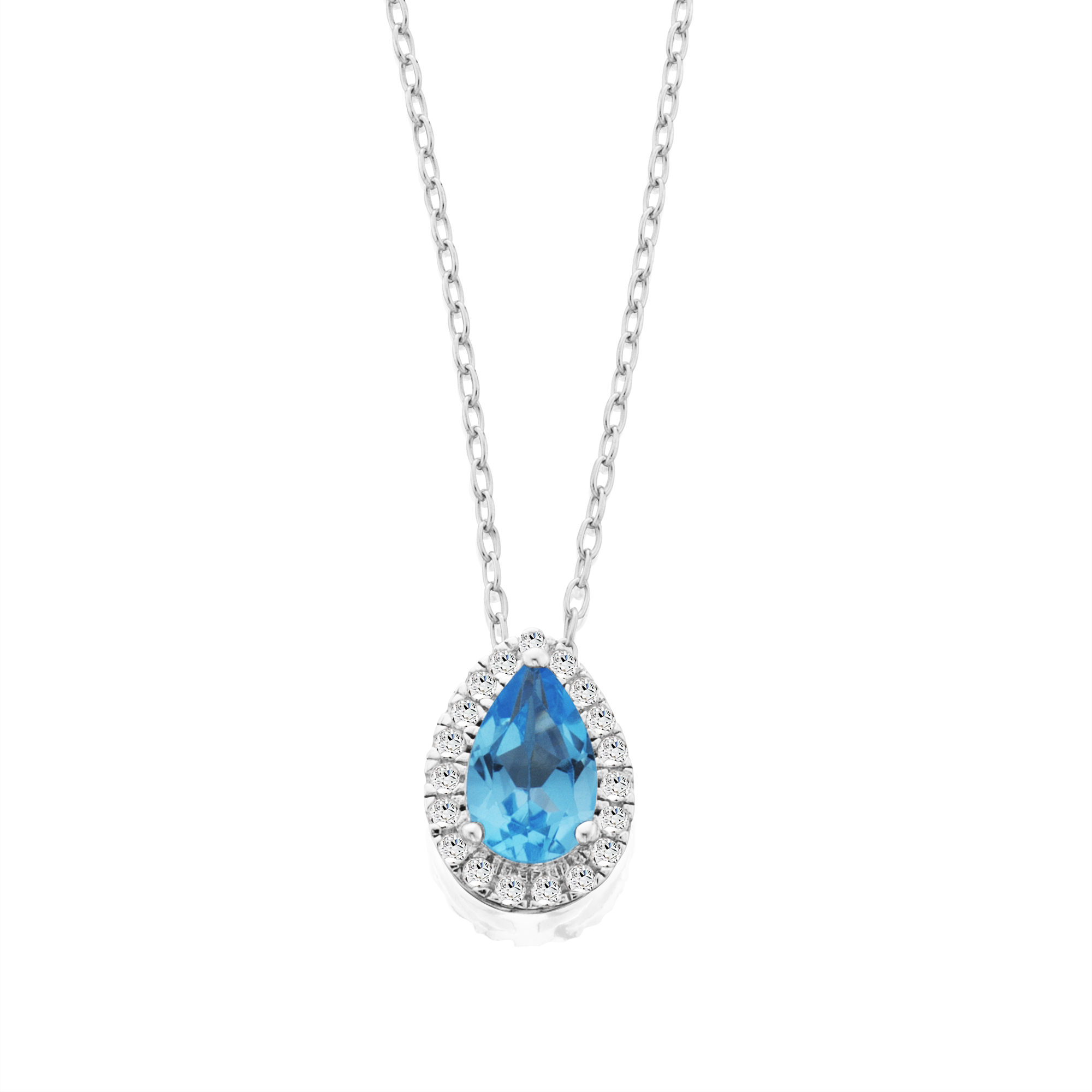 Sterling Silver Genuine Blue Topaz and White Topaz Pendant Sterling Silver Genuine Blue Topaz and White Topaz Pendant