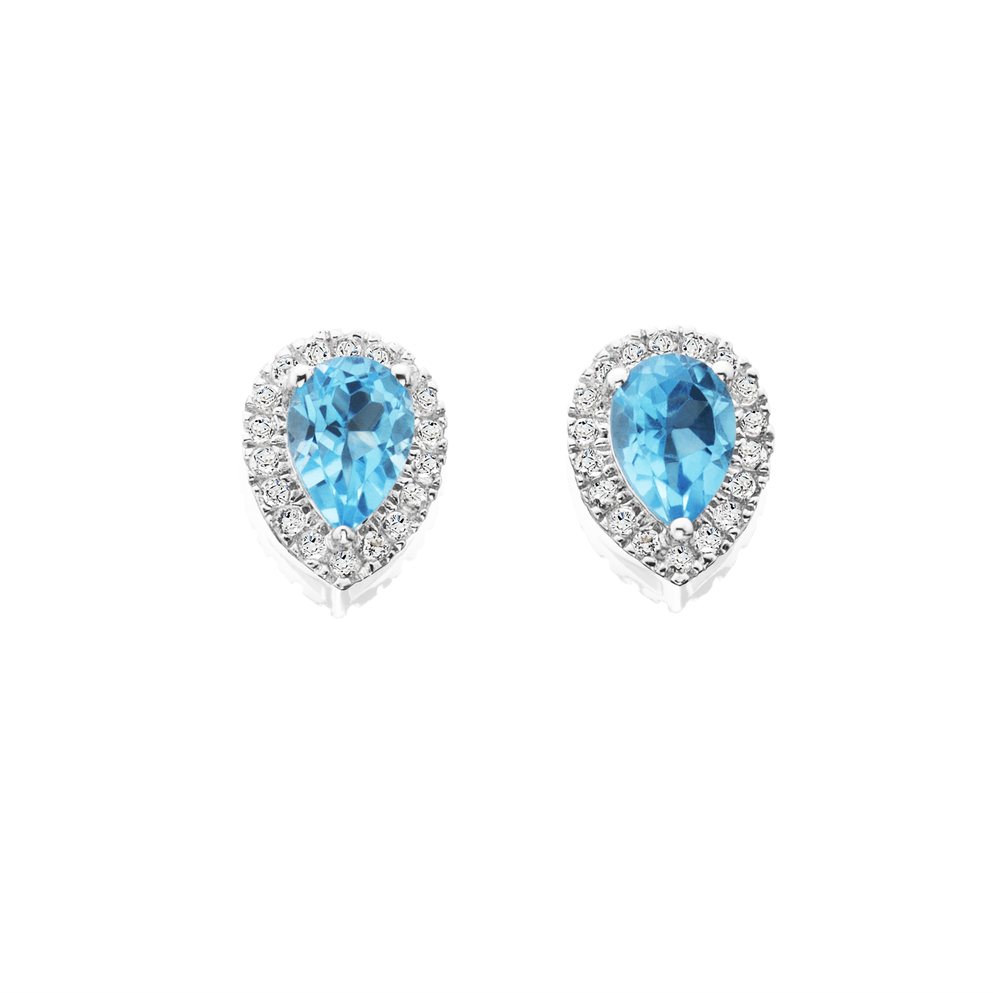 Sterling Silver Genuine Blue Topaz and White Topaz Earrings Sterling Silver Genuine Blue Topaz and White Topaz Earrings