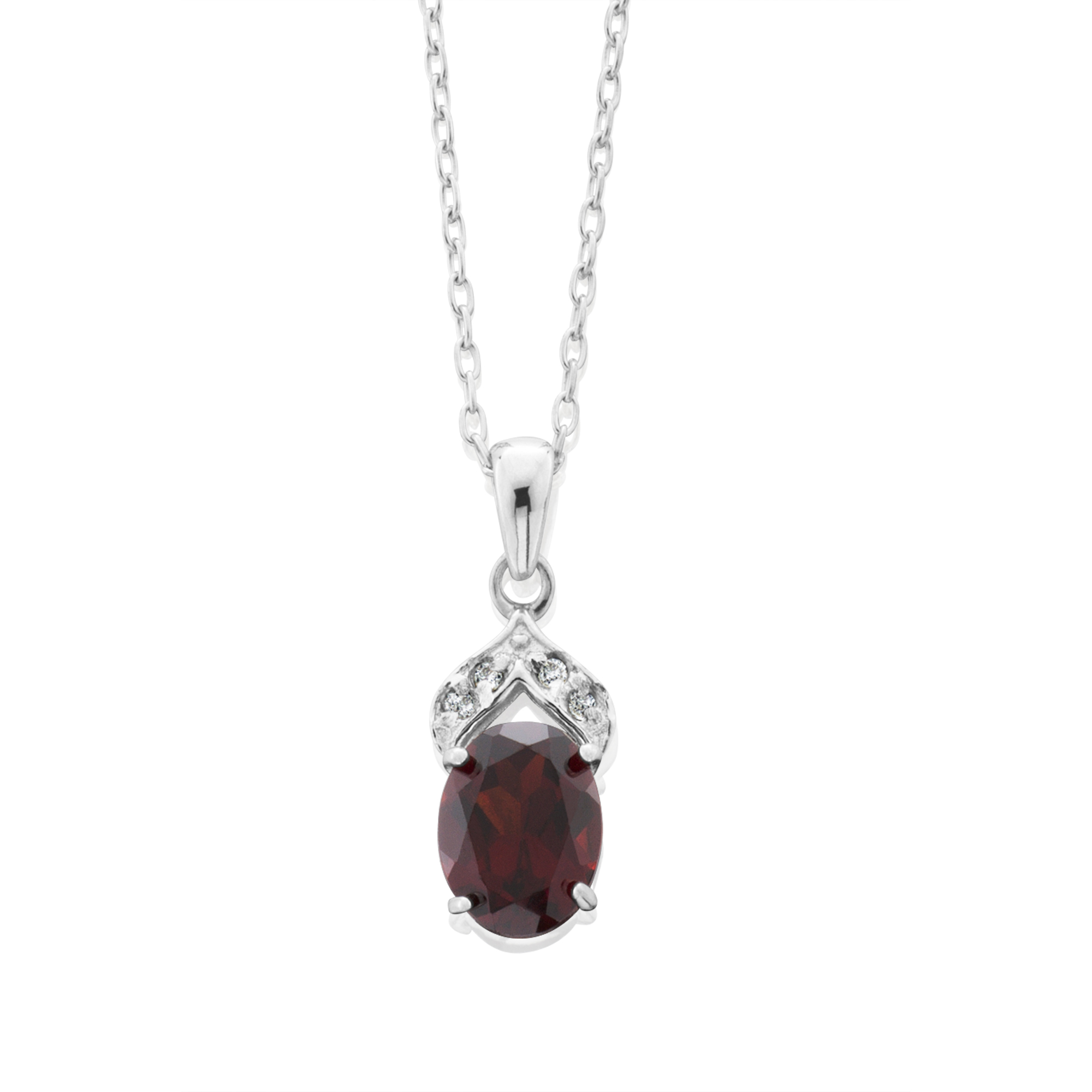 Sterling Silver Genuine Garnet and White Topaz Pendant, Brown Sterling Silver Genuine Garnet and White Topaz Pendant, Brown