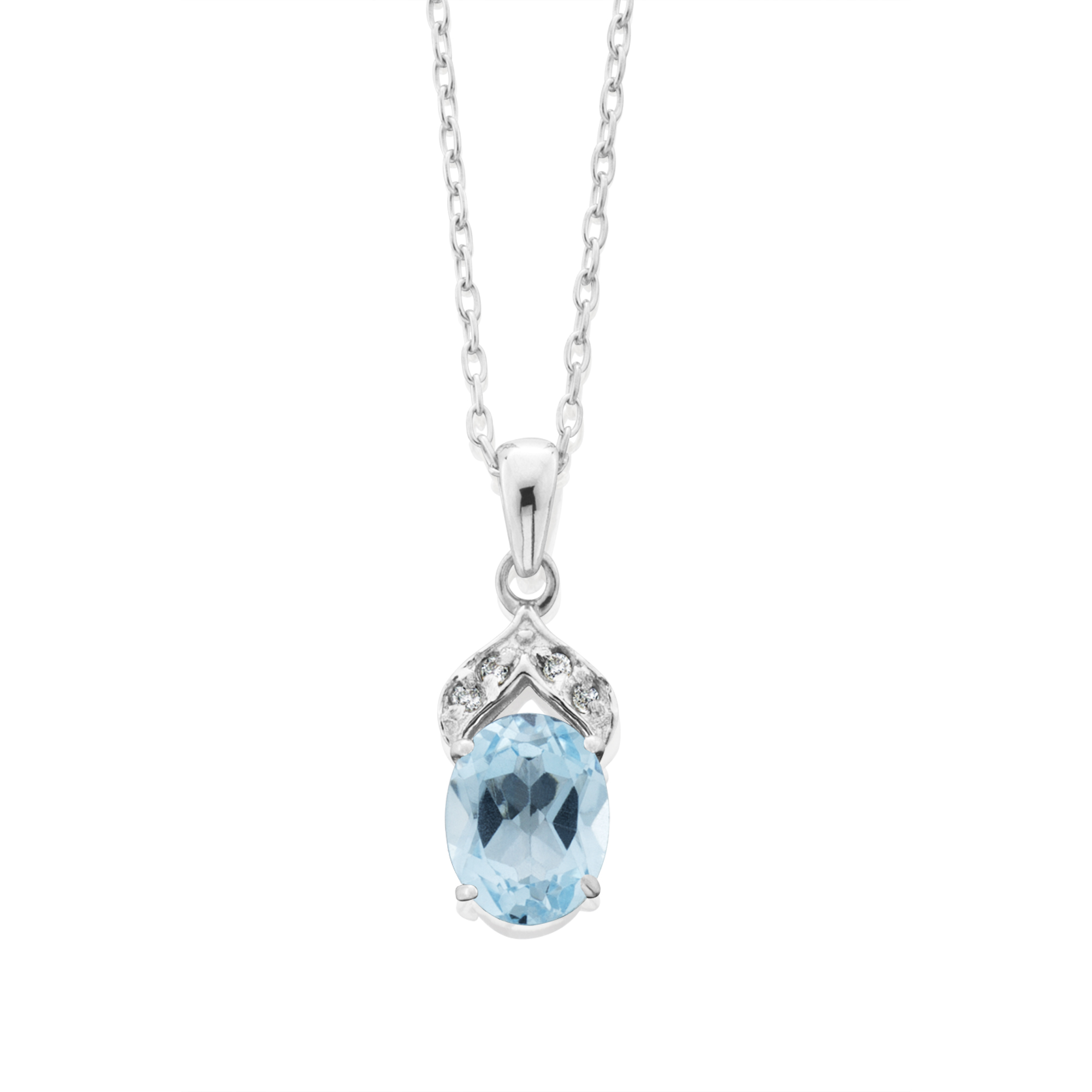 Sterling Silver Genuine Blue Topaz and White Topaz Pendant Sterling Silver Genuine Blue Topaz and White Topaz Pendant