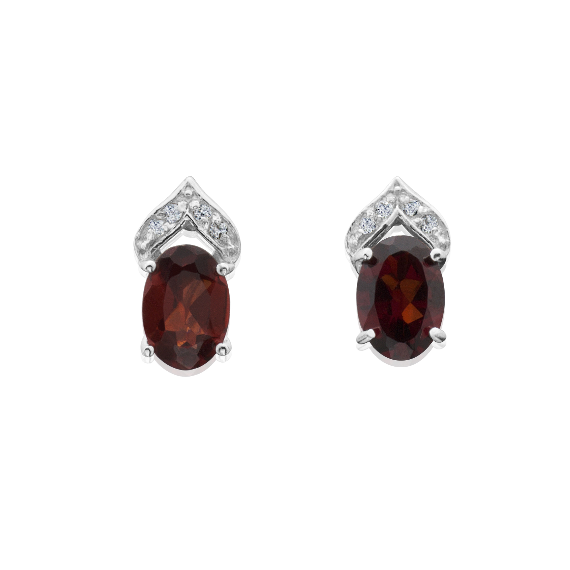 Sterling Silver Genuine Garnet and White Topaz Earring, Brown Sterling Silver Genuine Garnet and White Topaz Earring, Brown