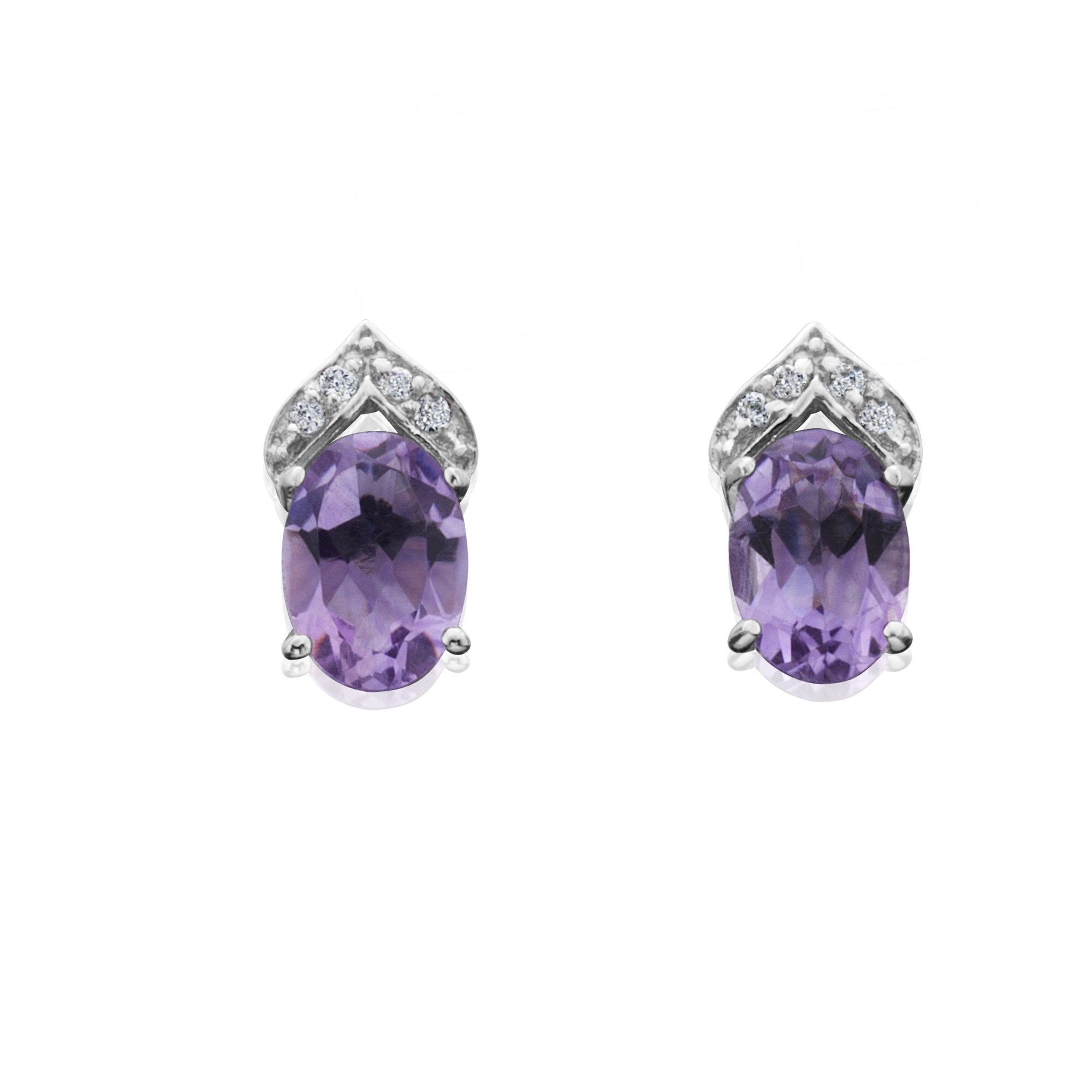 Sterling Silver Genuine Amethyst and White Topaz Earrings, Purple Sterling Silver Genuine Amethyst and White Topaz Earrings, Purple