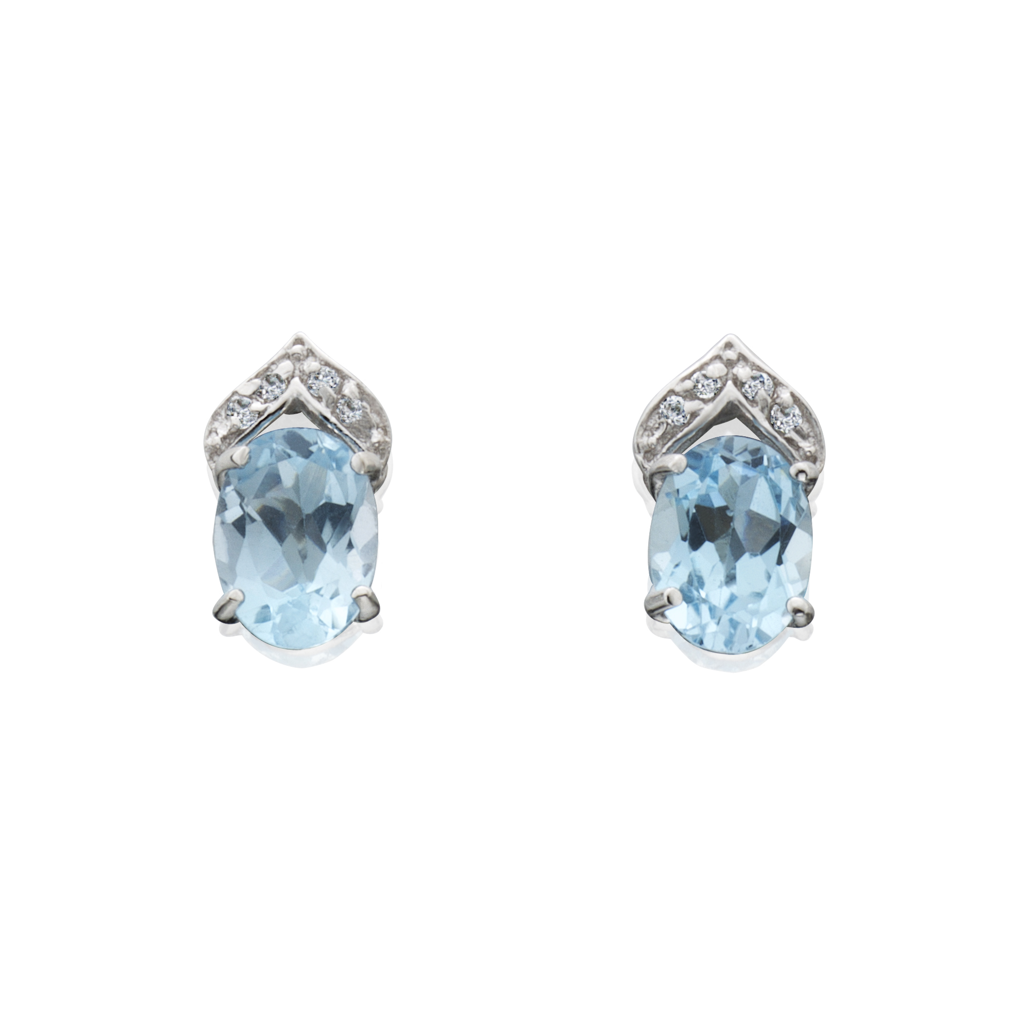 Sterling Silver Genuine Blue Topaz and White Topaz Earrings Sterling Silver Genuine Blue Topaz and White Topaz Earrings